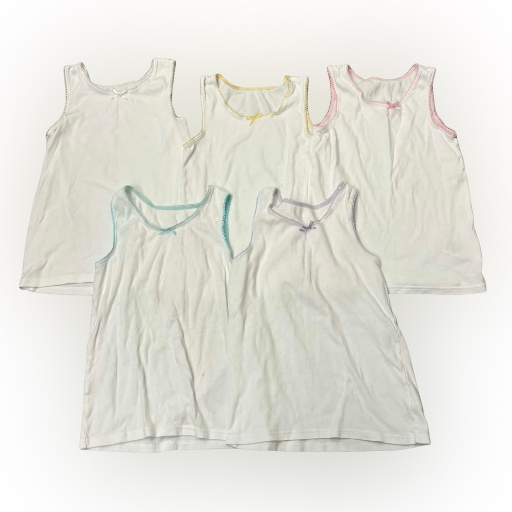 3/$10: M & S Undershirt Set with Pastel Trim - 5 Pack - 5-6 Years